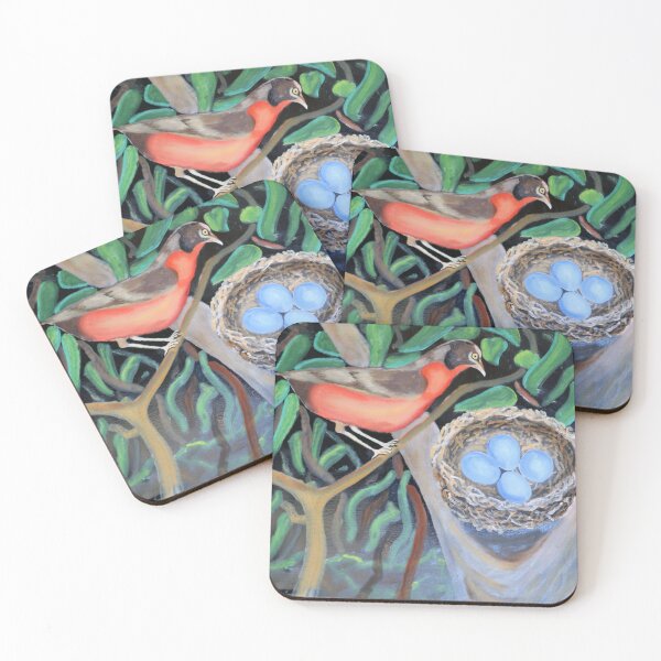 Item preview, Lovely American Robbin Bird Looking at eggs designed and sold by annenambiro.