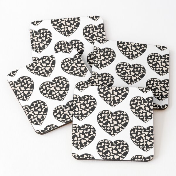 Item preview, Big Cream Cow Patches on Black Cowhide | Continues Black Cow Heart designed and sold by PatternPen.