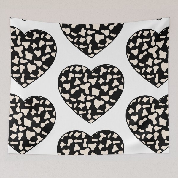 Item preview, Big Cream Cow Patches on Black Cowhide | Continues Black Cow Heart designed and sold by PatternPen.