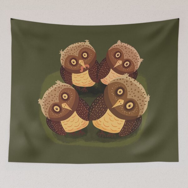 Item preview, Four cute owls surprised to see you designed and sold by marina63.