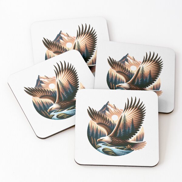 Item preview, Majestic Eagle Flight Over Mountain River Wilderness Art designed and sold by Furr-n-Purr.