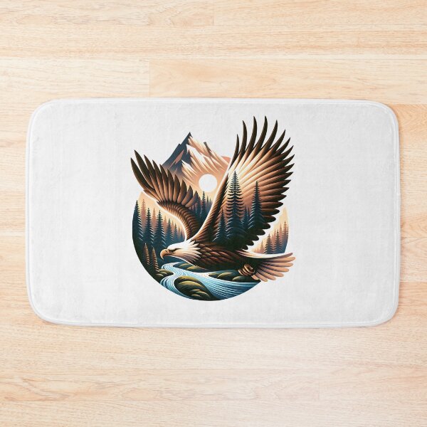Item preview, Majestic Eagle Flight Over Mountain River Wilderness Art designed and sold by Furr-n-Purr.