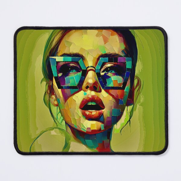 Item preview, Neon Mosaic – Abstract Portrait with Bold Sunglasses designed and sold by ANIARTONLINE.