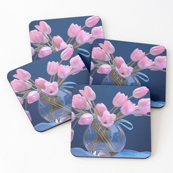 Item preview, Vase of pink flowers on table designed and sold by anytka.