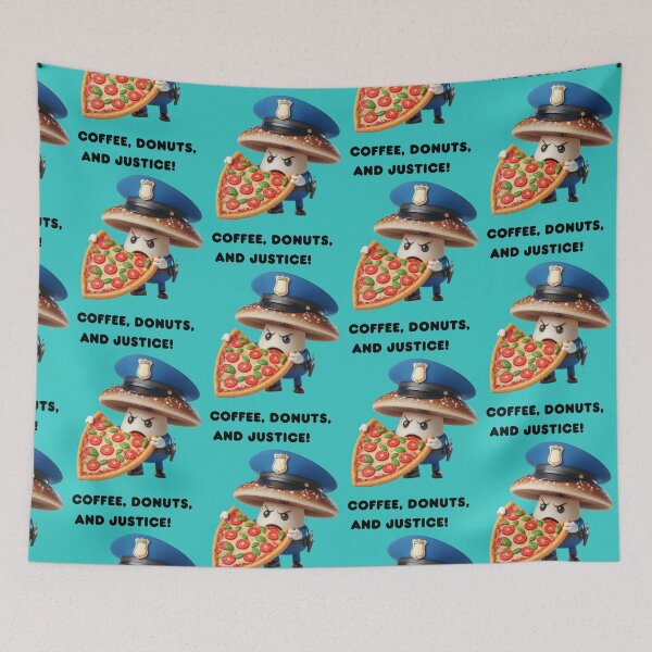 Item preview, Mushroom policeman. Coffee, donut and justice. designed and sold by Zoya's designs.