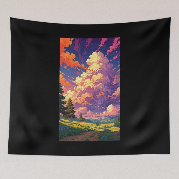 Item preview, Mountain landscape in anime style. designed and sold by ArtCraftLab.