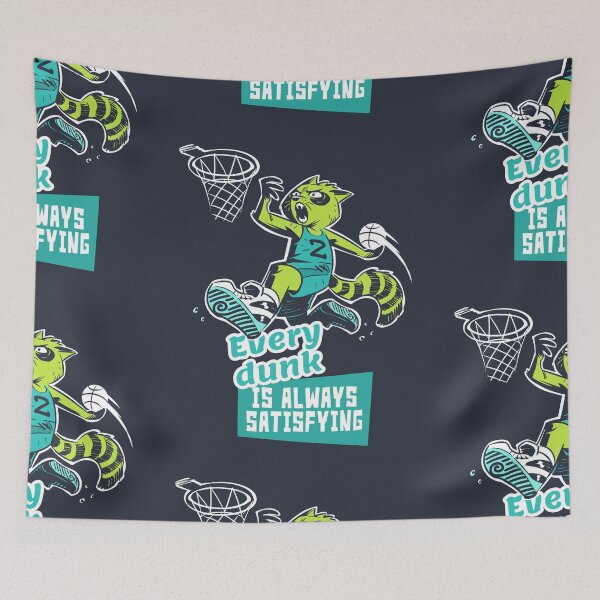 Item preview, Energetic raccoon pulling off a powerful slam in basketball hoop designed and sold by Ancestral-Shop.