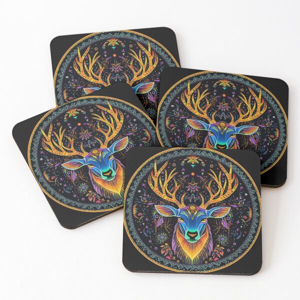 Item preview, Blue Deer - Wixárika visionary art-inspired - Huichol designed and sold by Mr.Psychedelia.