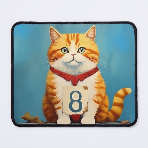 Item preview, Number Eight with Cat | Numerals | Cat Illustration | Cat Art designed and sold by UnhingedBird.
