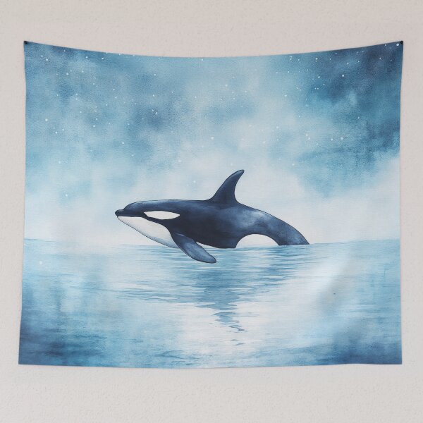 Item preview, Orca Swimming Through a Starry Ocean designed and sold by AshiraCreations.