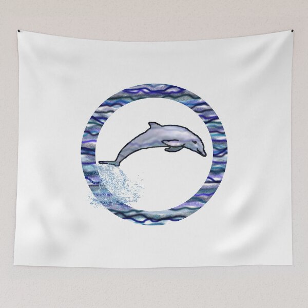 Item preview, Wavy Blues with One Dolphin designed and sold by sunnywindows.