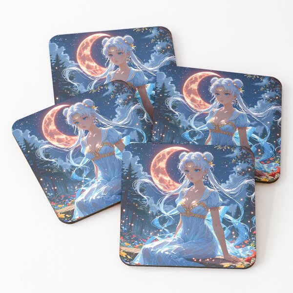 Item preview, Manga moon girl in forest at night designed and sold by TheArtistOf2022.