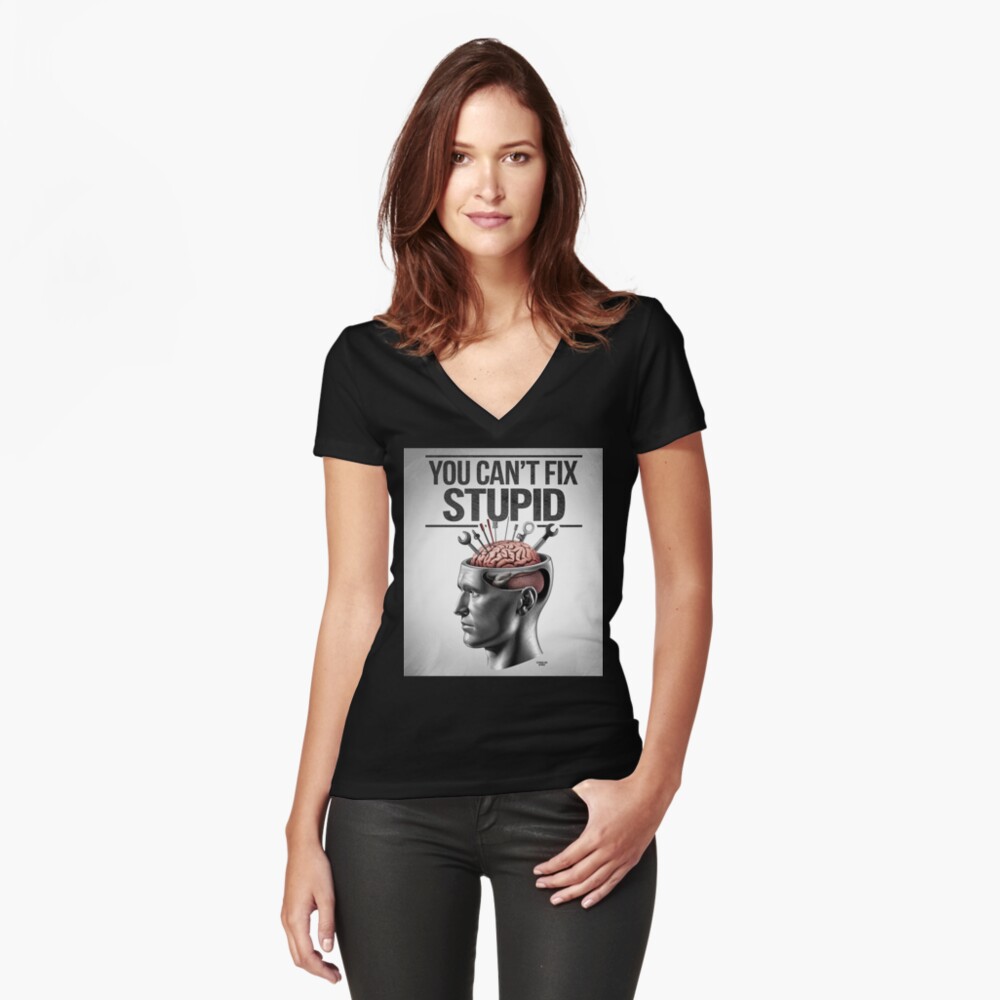 Item preview, Fitted V-Neck T-Shirt designed and sold by Dizgraceland.