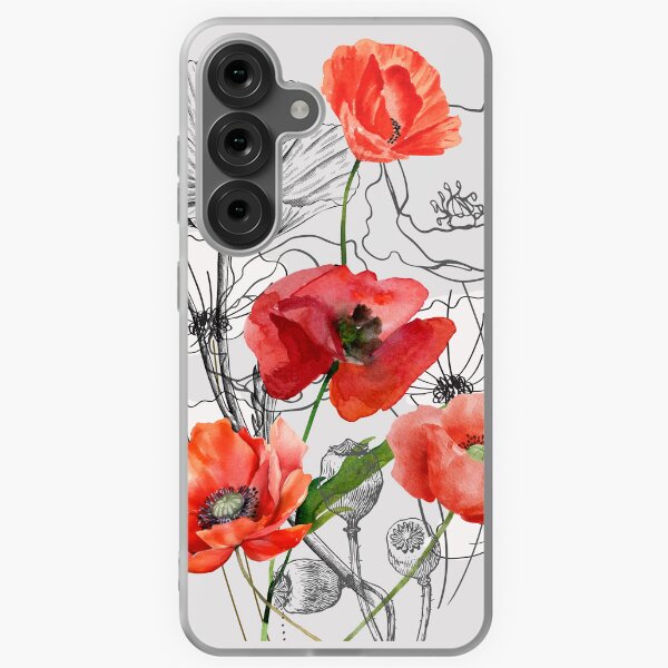 Item preview, Red poppy field with white  designed and sold by SimpleUla.
