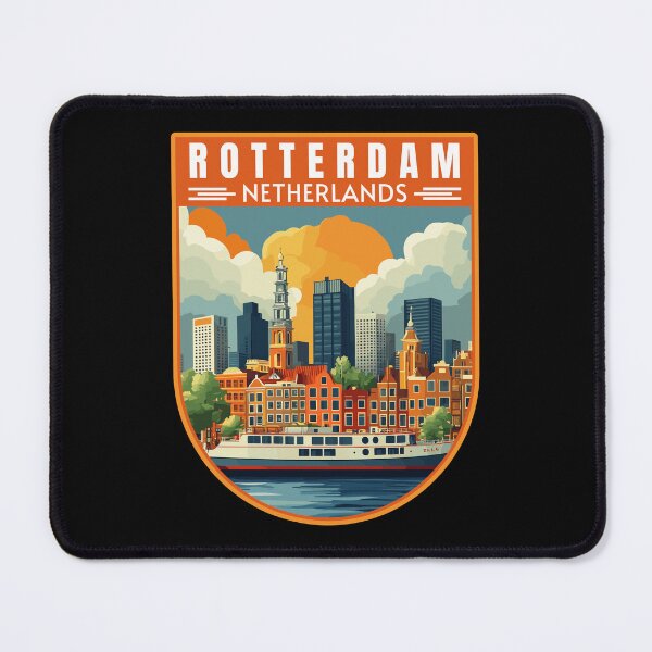 Item preview, Rotterdam in South Holland (Netherlands) Retro Travel Art Badge designed and sold by MaateoDesign.