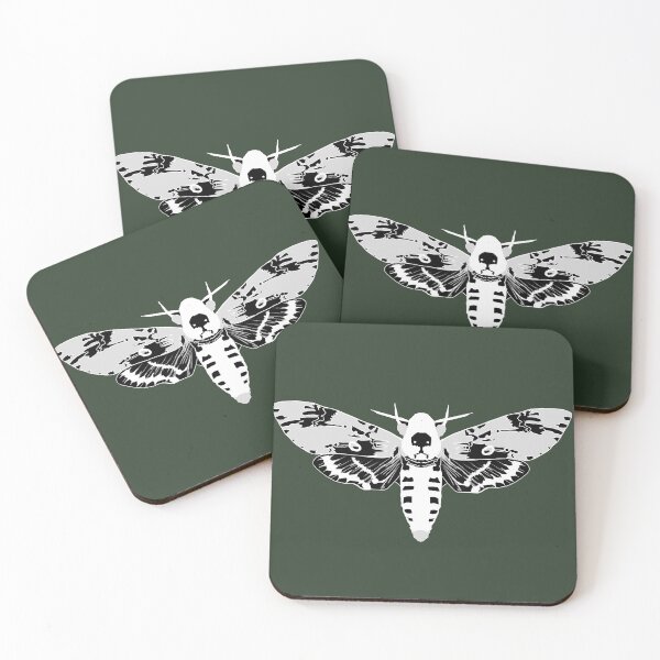 Item preview, black and white inveted detailed death hawk moth designed and sold by Moth-Oak.