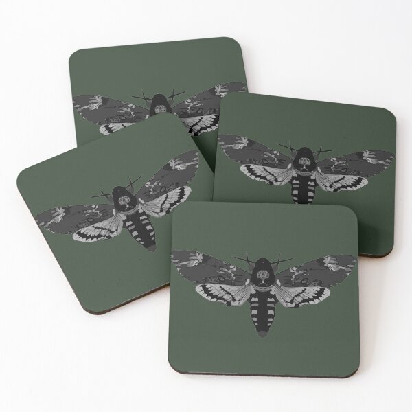Item preview, grey scale detailed death hawk moth designed and sold by Moth-Oak.