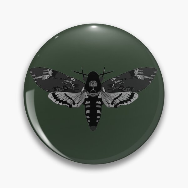 Item preview, grey scale detailed death hawk moth designed and sold by Moth-Oak.