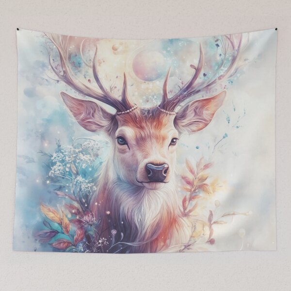 Item preview, Cosmic Stag Surrounded by Heavenly Leaves designed and sold by AshiraCreations.