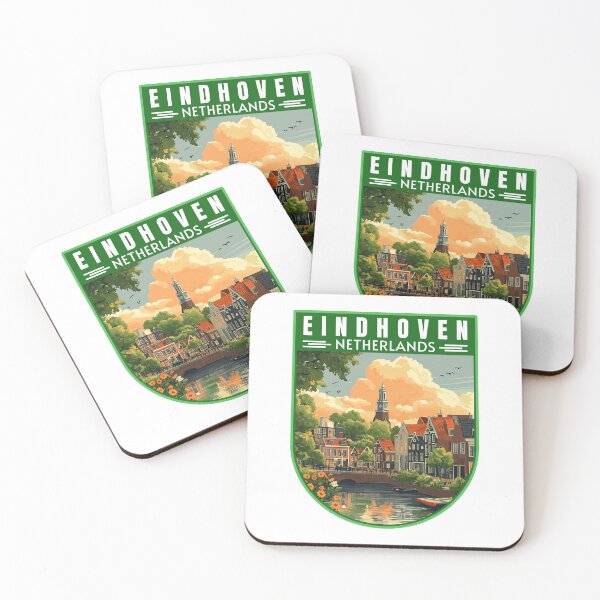 Item preview, Eindhoven in North Brabant Netherlands Retro Travel Art Badge designed and sold by MaateoDesign.