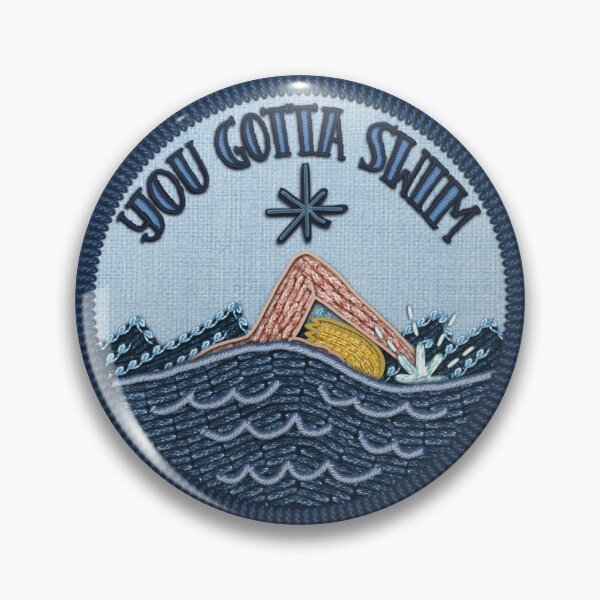 Item preview, JM swim badge designed and sold by Kat McIntyre Art.