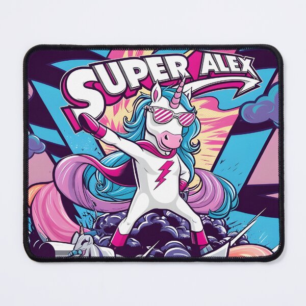 Aperçu de l'œuvre Licorne super-héros – Super Alex Thunder Strikes ! créée et vendue par WAUZ.