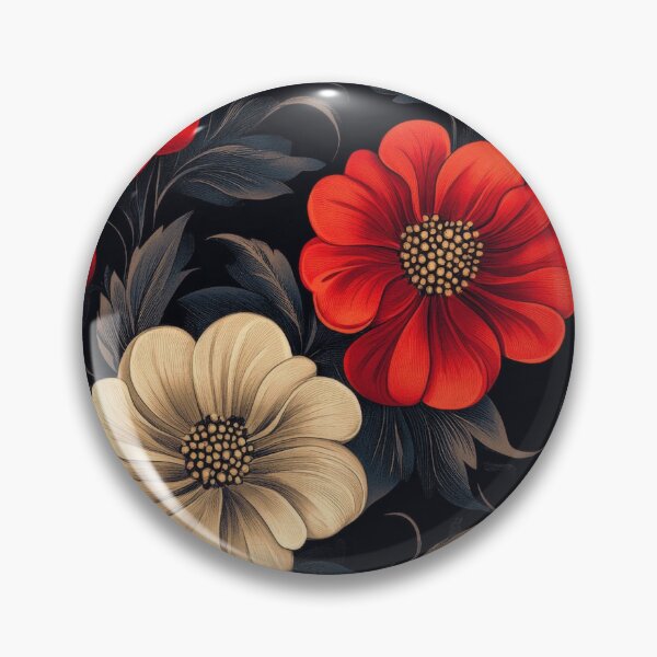 Item preview, Lush Red and Cream Floral Pattern on Dark Background. designed and sold by RGShirtWorks.