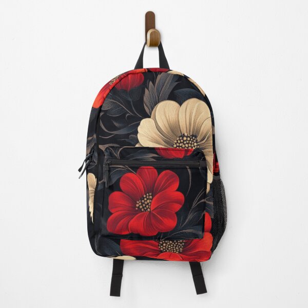 Item preview, Lush Red and Cream Floral Pattern on Dark Background. designed and sold by RGShirtWorks.