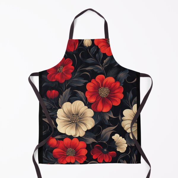 Item preview, Lush Red and Cream Floral Pattern on Dark Background. designed and sold by RGShirtWorks.