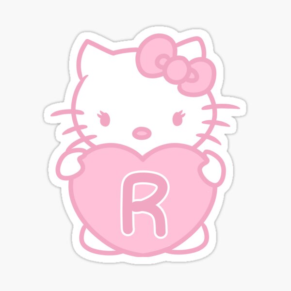 Artikel-Vorschau von Rosa Hello Kitty hält ein Herz mit dem Buchstaben R, designt und verkauft von moroingo.