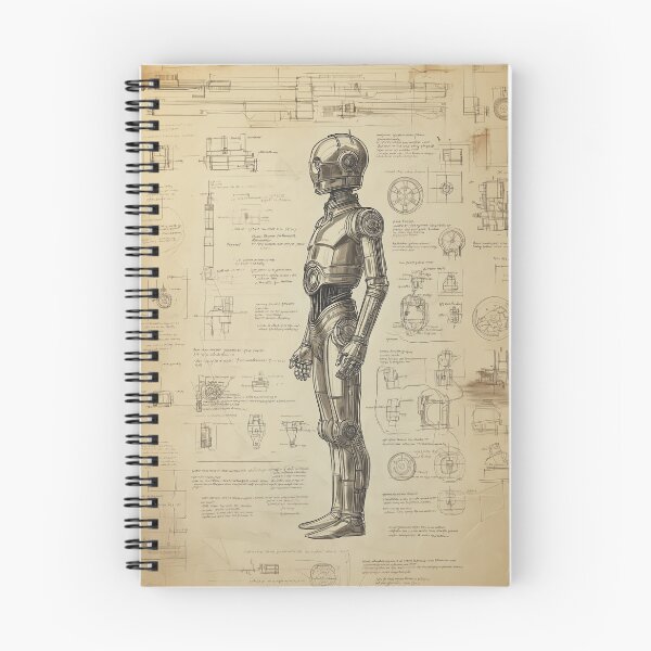Item preview, C-3PO Blueprint Art – Vintage Star Wars Droid Schematic Fan Art designed and sold by SavinMercantile.