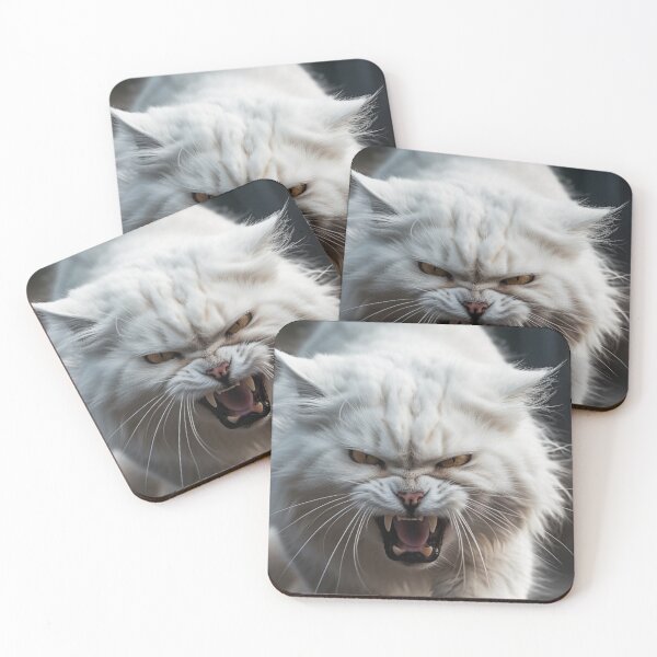 Item preview, Fierce White Cat in Action designed and sold by GGtiger.