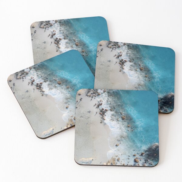 Item preview, Aerial View of Pristine Beach with Turquoise Waves and Rocky Shoreline designed and sold by ArtArchive-KK.