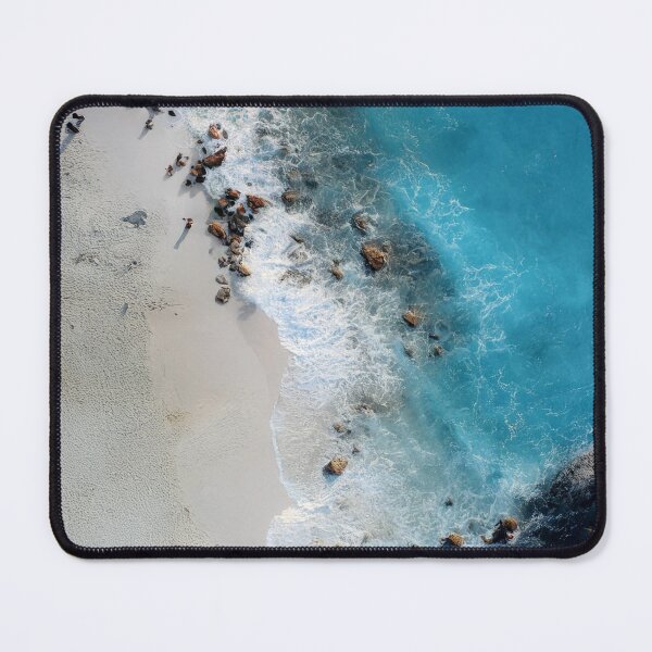 Item preview, Aerial View of Pristine Beach with Turquoise Waves and Rocky Shoreline designed and sold by ArtArchive-KK.