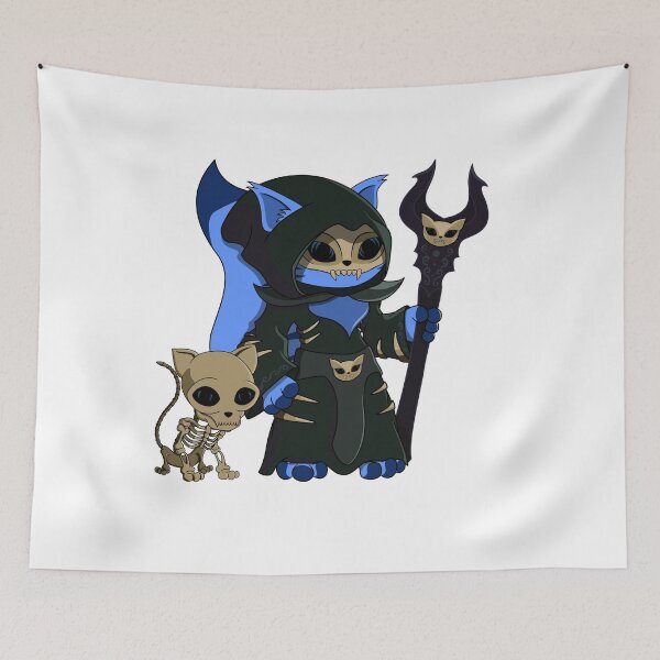 Item preview, Cute Blue Necromancer Warlock Cartoon Cat designed and sold by DrisT-Graphics.
