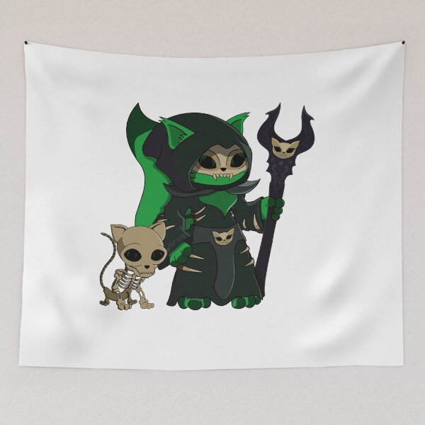 Item preview, Cute Green Necromancer Warlock Cartoon Cat designed and sold by DrisT-Graphics.