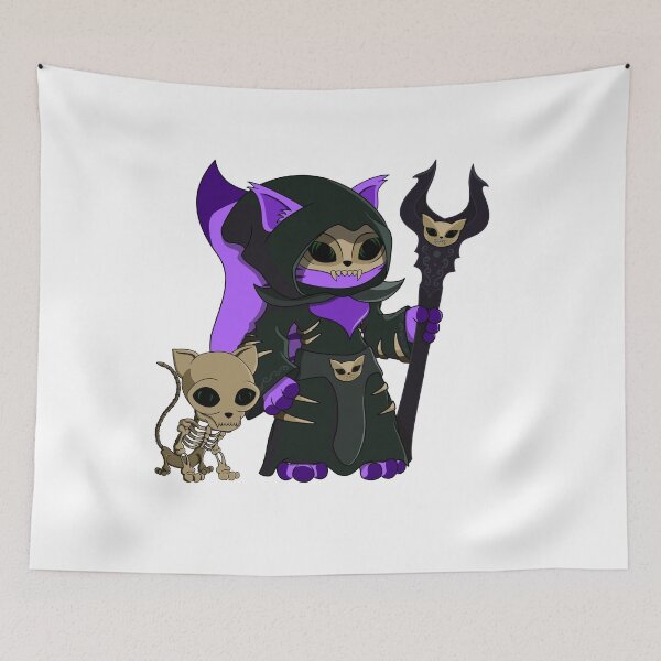 Item preview, Cute Purple Necromancer Warlock Cartoon Cat designed and sold by DrisT-Graphics.