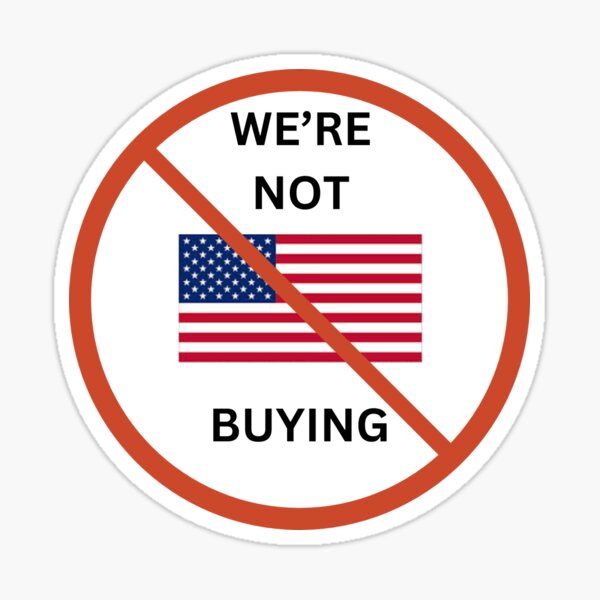 Vista previa del artículo con la obra «NO ESTAMOS COMPRANDO - Protesta contra los productos estadounidenses en Canadá», diseñado y vendido por BOYCOTTTRUMP.
