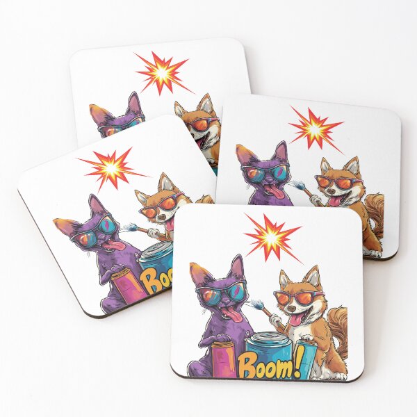 Item preview, Cat and dog - Boom! designed and sold by Mystic Wild Studio.