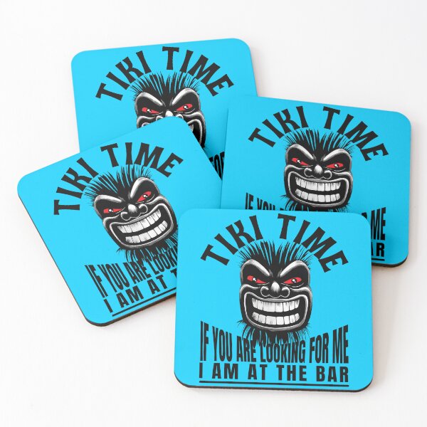 Item preview, Tiki Time – Funny bar design with a grinning tiki face designed and sold by inksavvystudio.