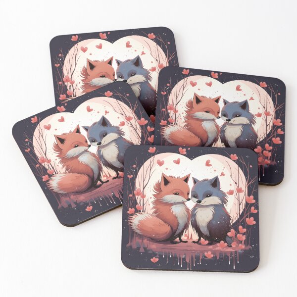 Item preview, Furry Love: Adorable Fox Couple in a Romantic Setting designed and sold by ArtVibeCo.