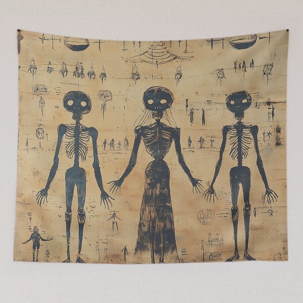 Item preview, Ancient Skeleton Art | Tribal Skull Symbolism | Dark Mystical Wall Print designed and sold by MysticArtisan.