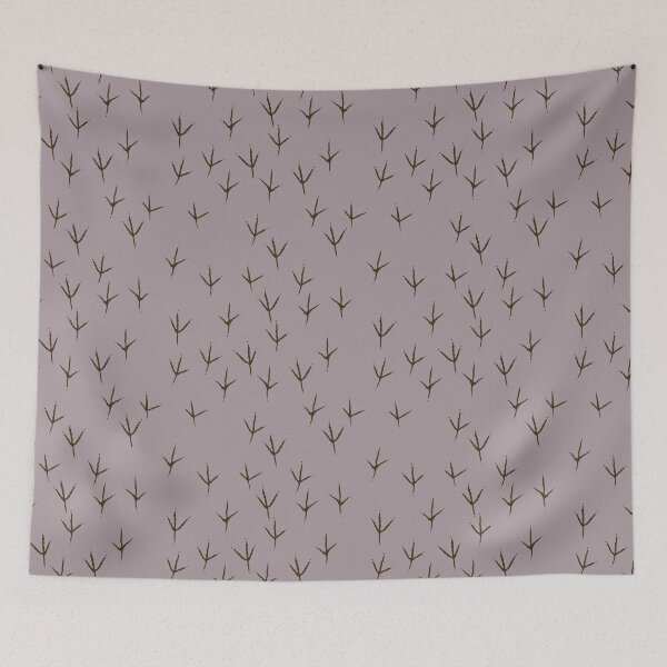 Item preview, Great blue heron tracks on thistle purple background designed and sold by aysegulkacar.