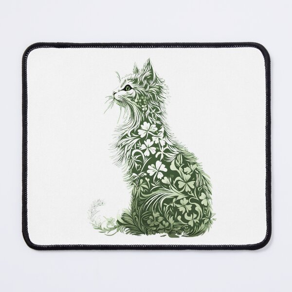 Item preview, Psychedelic St. Patrick's Day Cat Shirt - Intricate White Cat with Clover Design designed and sold by AnnDesignStudio.