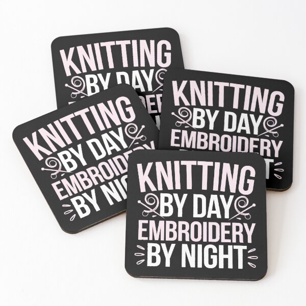 Item preview, Knitting by day, embroidery by night designed and sold by jkrphoto.