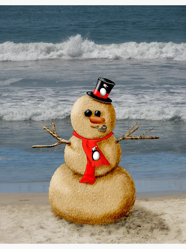 Sand Snowman on the Beach Aluminum Water Bottle