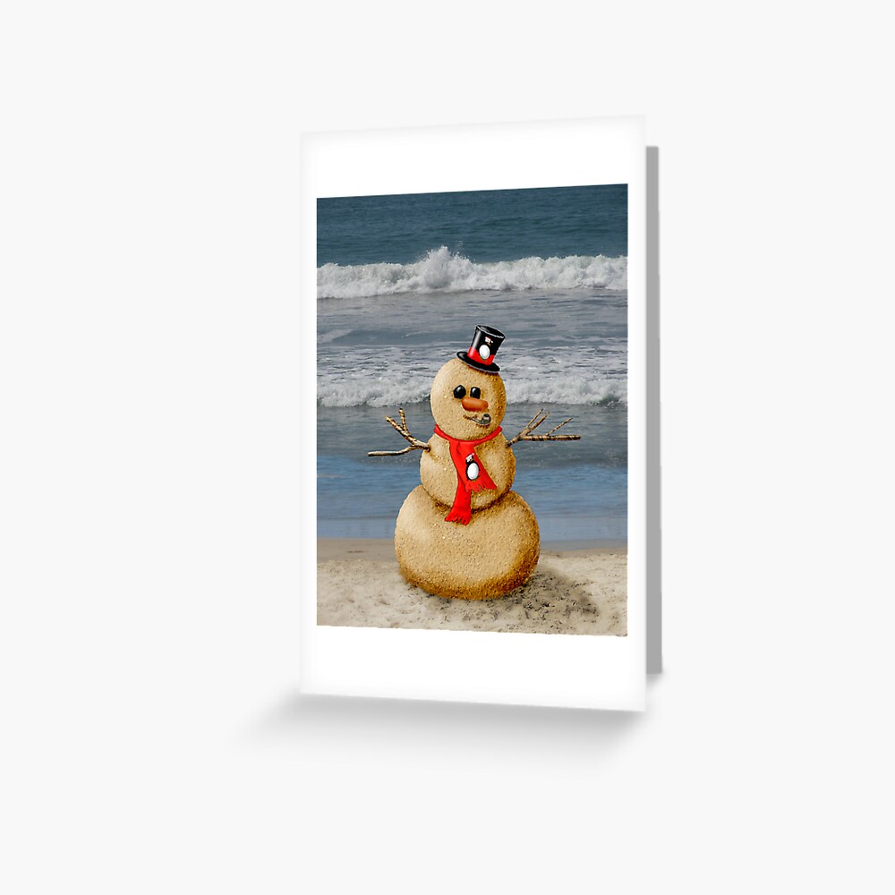 Sand Snowman on the Beach Aluminum Water Bottle