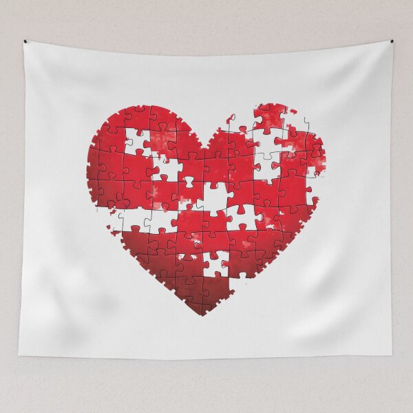 Item preview, Red Heart-Shaped Puzzle Pieces Valentine's Day Digital Art  designed and sold by AnnDesignStudio.