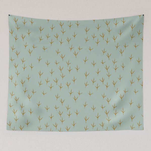 Item preview, Great blue heron tracks on teal background designed and sold by aysegulkacar.