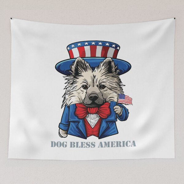 Item preview, Funny 4th of July Keeshond Dog Bless America designed and sold by whyitsme.